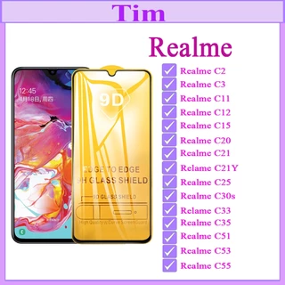 Kính cường lực 9D Realme C2/C3/C11/C12/C15/C20/C21/C21Y/C25/C30s/C33/C35/C51/C53/C55 Full Màn Hình (Tặng Giấy Lau)