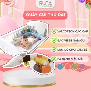 Quây cũi dài hình con thú cho bé RUNA KIDS chất liệu Cotton Hàn 100% cao cấp, bảo vệ an toàn giấc ngủ cho bé