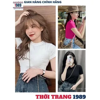 Áo thun thời trang trơn áo thun ôm body Hàn Quốc dáng ôm cổ tròn 3 màu thời trang basic xuân hè - 1989