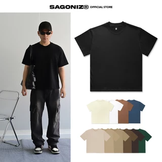 ÁO THUN TRƠN SAGONIZ, FORM BOXY TEE SAGONIZ, áo thun unisex chất liệu cotton co giãn 2 chiều thấm hút mồ hôi nhanh