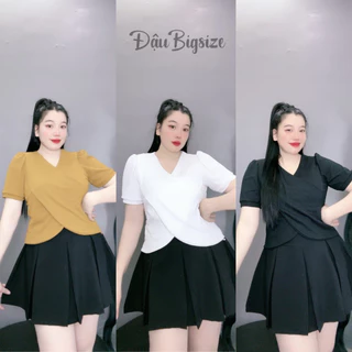 Áo Kiểu Croptop Bigsize(58kg-95kg),Áo Thun Nữ Tay Đắp Chéo Tạo Eo Tôn Dáng Dễ Thương G36