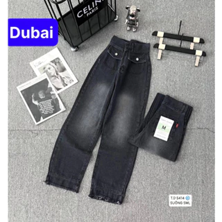 QUẦN BAGGY JEAN NỮ SUÔNG LƯNG CAO NÂNG MÔNG CHẤT BÒ 2 CÚC TÚI TRƯỚC PHONG CÁCH CAO CẤP - DUBAI FASHION