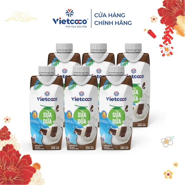 [Combo 6 hộp] Sữa dừa UHT Vietcoco vị socola -  hộp giấy 330ml