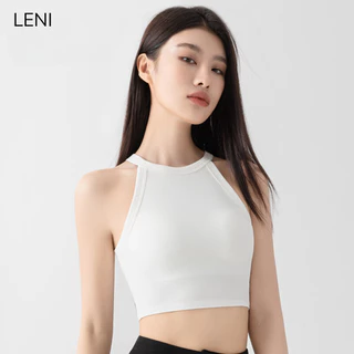 Áo Croptop nữ sát nách cổ tròn LENI có mút ngực kháng khuẩn