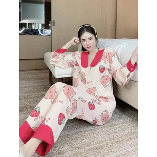 Pijama Xinh Đồ Ngủ Giá Rẻ Đồ Bộ Ngủ Nữ Pyjama Tay Dài Quần Dài Đồ Bộ Mặc Nhà Chất Mát Không Nhăn Hàng Siêu Đẹp