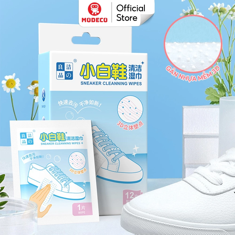 Khăn Lau Vệ Sinh Giày Siêu Sạch Modeco, Giấy Ướt Lau Giày Sneaker - Mẫu Mới Cao Cấp Với Các Gân Nhựa Nổi 3d Độc Quyền