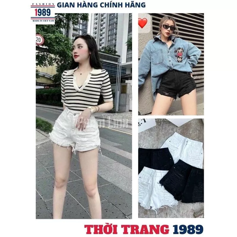 Quần đùi kaki nữ lưng cao co giãn rách nhiều cá tính, Quần short nữ kaki giãn đẹp thời trang năng động thể thao - 1989