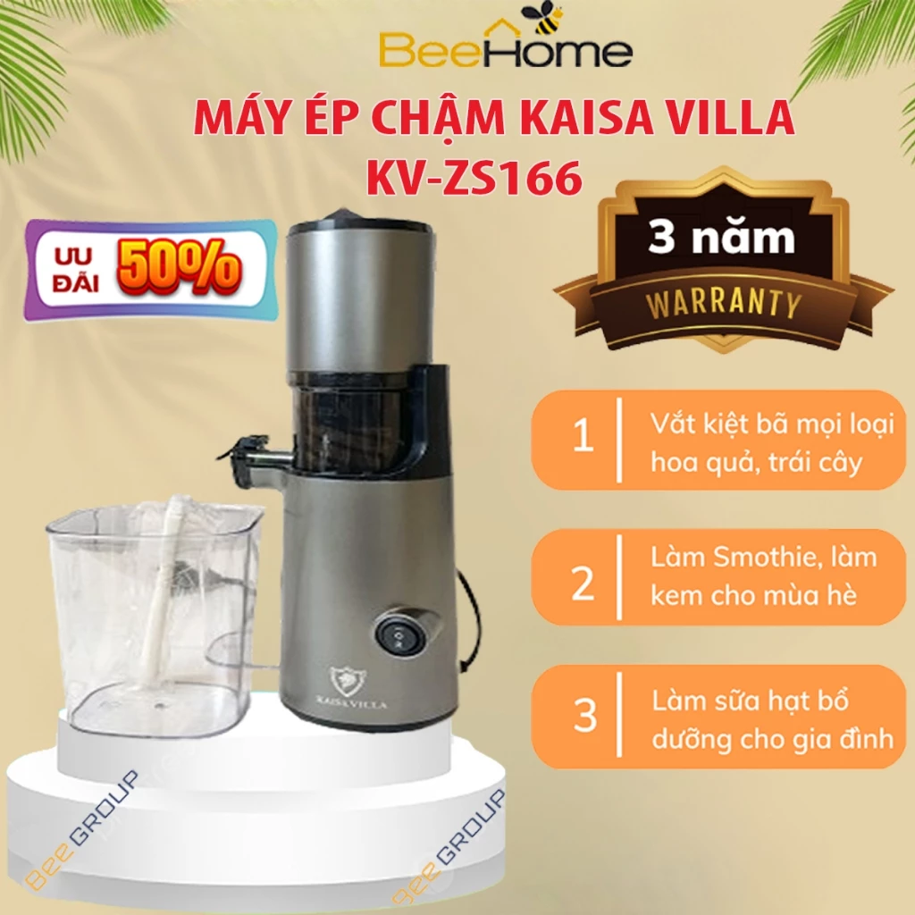 Máy ép KAISA VILLA siêu mạnh mẽ chậm hoa quả ép Khởi động êm, điều chỉnh tốc độ -Hạn bảo hành 12 tháng