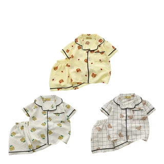 Đồ Bộ Pijama Cộc Tay Cho Bé Chất Thô Đũi Cao Cấp  BAOBAO KIDS, Đồ Ngủ Lụa Cộc Tay Trẻ Em Từ 10-27Kg