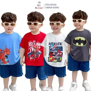 Áo phông siêu nhân nhện marvel batman bé trai thun cotton 4 chiều ngắn tay 1 đến 7 tuổi BERNIE kids