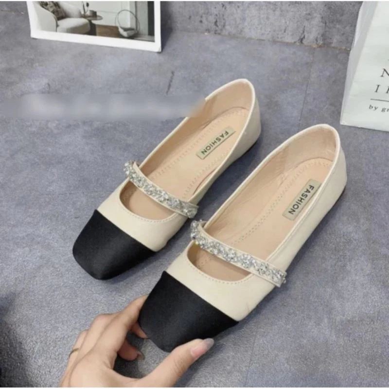 Giày giày Búp Bê nữ - Giày bệt nữ đính đá quai ngang  hài bệt nữ ( Chân Mỏng lùi 1 size ạ)