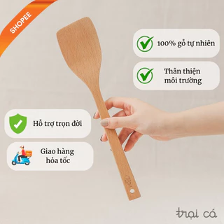 Thìa Gỗ Xào Nấu Thức Ăn Làm Bằng Gỗ Beech Tự Nhiên TRẠI CÁ HOME