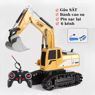 Xe Múc Điều Khiển Từ Xa, Xe Máy Xúc Điều Khiển Từ Xa Gầu sắt có pin sạc bách xích cao su