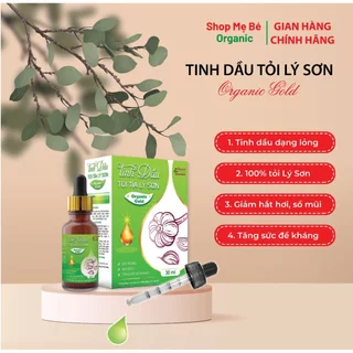 Tinh dầu tỏi tía Lý Sơn Organic tăng đề kháng hộp 30ml, Giảm hắt hơi sổ mũi, hỗ trợ viêm hô hấp cho trẻ từ 6 tháng