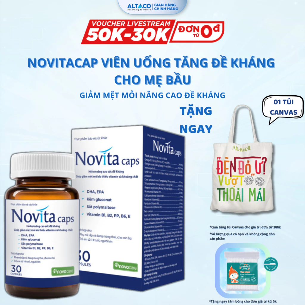 Novitacaps – Vitamin Tổng Hợp Cho Bà Bầu Chăm Sóc Phụ Nữ Trước Và Trong Quá Trình Mang Thai Nâng Cao Đề Kháng (30 viên)