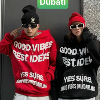 ÁO HOODIE LÓT NHUNG TAY DÀI OVERSIZE IN CHỮ NỔI TRẮNG GOOG VIBES PHONG CÁCH HÀN QUỐC PHONG CÁCH HOT TREND 2024 - DUBATI