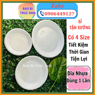 ( Lốc 50 ) Dĩa Nhựa Dùng Một Lần , Dĩa tròn bánh kem , dùng cho những bữa tiệc , cắm trại