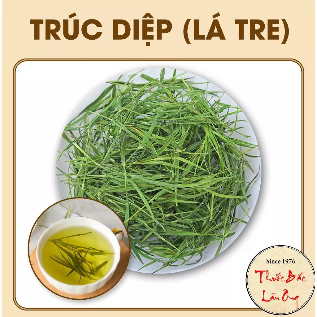 Lá trúc diệp sấy lạnh 100g, lá trúc xanh, trà lá tre thơm, sạch - Lãn Ông