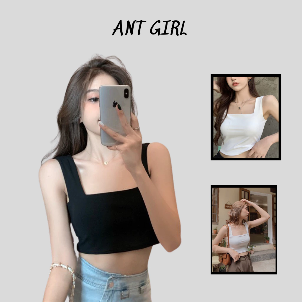 Áo Croptop Ant Girl Nữ Hai Dây Quai Lớn Cổ Vuông_FG002