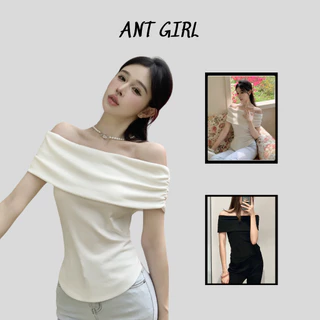 Áo trễ vai Ant Girl chất thun zip co giãn_FG013