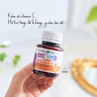 Viên Uống Healthy Care Úc Bổ Sung Kẽm + Vitamin C Cho Bé Từ 2 Tuổi Hộp 60 Viên