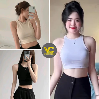 Áo ba lỗ nữ croptop ôm body siêu xinh chất tăm gân co dãn tay ngắn thoáng mát A002 VIETCEN