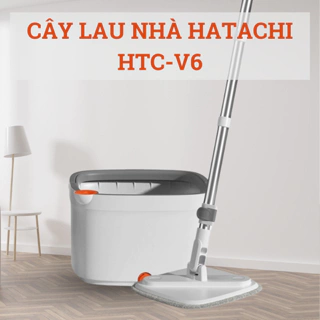 Cây lau nhà tách nước bẩn HATACHI HTC V6 - Bộ lau nhà xoay 360 độ tự vắt tự tách nước bẩn thông minh - Tặng kèm bông lau