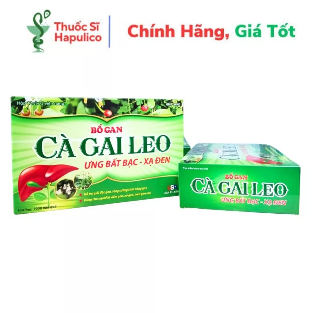 Bổ gan Cà Gai Leo Ưng Bất Bạc Xạ Đen - Hộp 12 vỉ x 5 viên nang