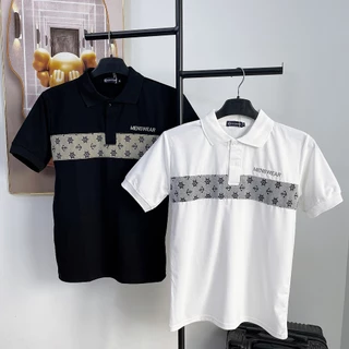 [cb265] Áo polo Nam, Tay ngắn, dáng slimfit, Thêu họa tiết, vải cotton mịn, co dãn, mát Menswear Top Có Cổ