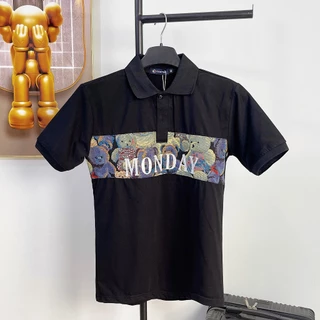 [cb267] Áo polo Nam, Tay ngắn, dáng slimfit, phối nền thêu chữ, vải cotton mịn, co dãn, mát Menswear Top Có Cổ