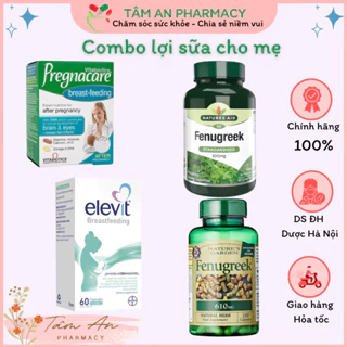 Combo lợi sữa cho mẹ sau sinh (Pregnacare breast-feeding, Elevit, Lợi sữa cỏ cà ri Anh, Lợi sữa Úc)