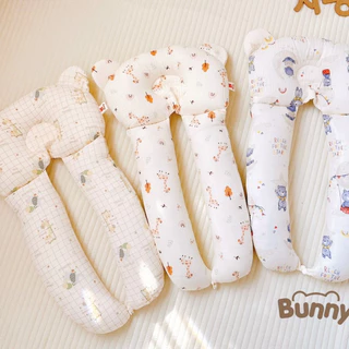 Gối chữ U cho bé Bunny đa năng làm gối ôm, gối chống méo đầu, gối chặn chống giật mình cho bé ngủ ngon