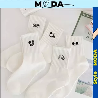 Combo 5 đôi Tất nam nữ cổ cao chất liệu cotton thấm hút mồ hôi, Vớ nữ họa tiết cute style hàn quốc dễ thương Moda P013