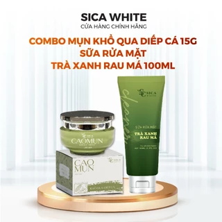 Combo Mụn Sica White, Sữa Rửa Mặt Trà Xanh Rau Má 100Ml Và Cao Mụn Khổ Qua Diếp Cá 15G - SICA WHITE