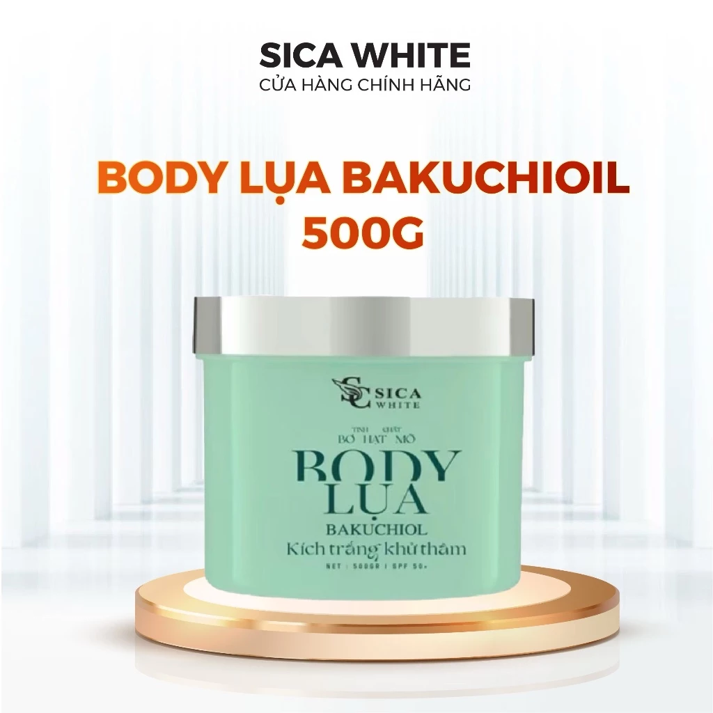 Kem Sica White Body Lụa Bakuchiol 500G, Kích Trắng, Khử Thâm, Dưỡng Trắng Sáng Da - SICA WHITE