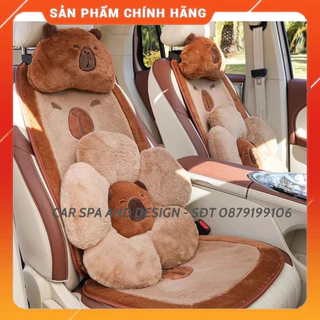 Bộ Tựa Eo Gối Cổ Trên Xe Ô Tô Chú Chuột Capybara Dễ Thương - Tựa cổ Trên xe Hơi,Gối cổ ô tô , Tựa eo ô tô Capybara