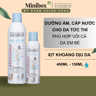 [CHÍNH HÃNG] Xịt khoáng Evoluderm Atomiseur EAU PURE dưỡng da, cấp ẩm 150ML-400ML | Minibox