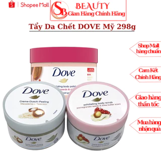 Tẩy Da Chết DOVE Body Scrub Mỹ, Đức Macca Lựu Dỏ Giúp Da Mịn Màng