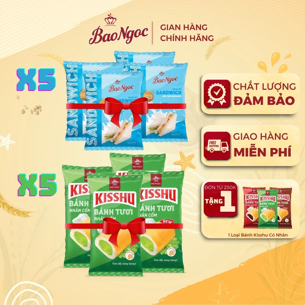 [Combo 5C-Chọn Vị] Bánh Mì Tươi Bảo Ngọc Full Nhiều Vị Tràn Đầy Dinh Dưỡng Đủ Nhân Ngọt Mặn Cho Mọi Lứa Tuổi