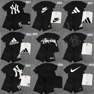 Combo sét bộ Quần Áo Nike Adidas MLb mùa hè unisex áo thun cooton 100%+ quần  loại 1 thoáng mát co dãn dày dặn siêu hót.