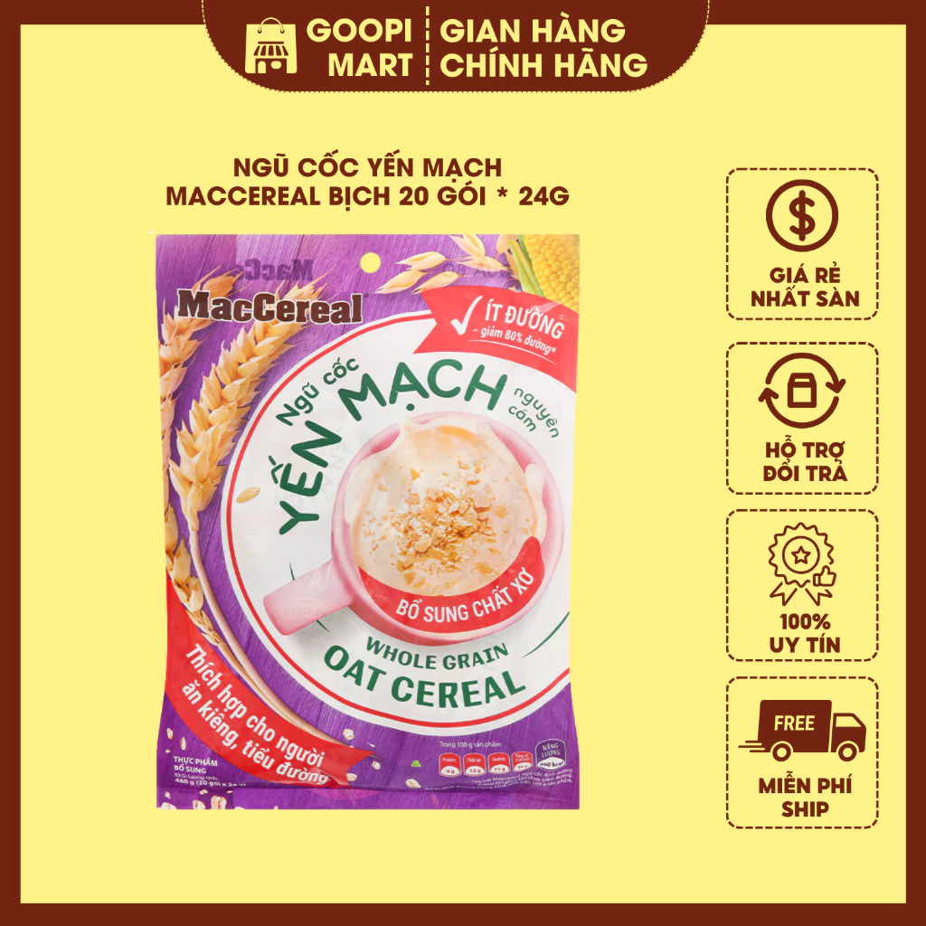 Ngũ Cốc Yến Mạch MacCereal Dành Cho Người Ăn Kiêng - Bịch 20 Gói x 24g