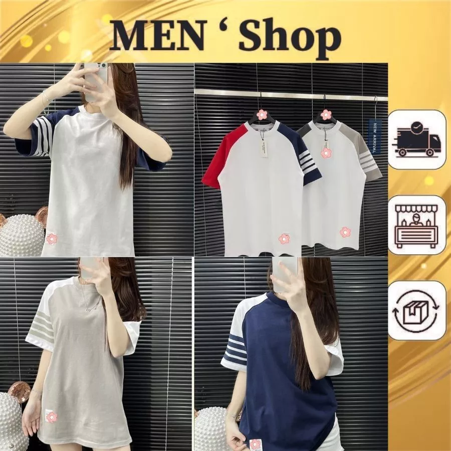 🔥Hot🔥Áo thun Thom Browne 4 sọc phối vai thiết kế Nam nữ New Hottrend 2024