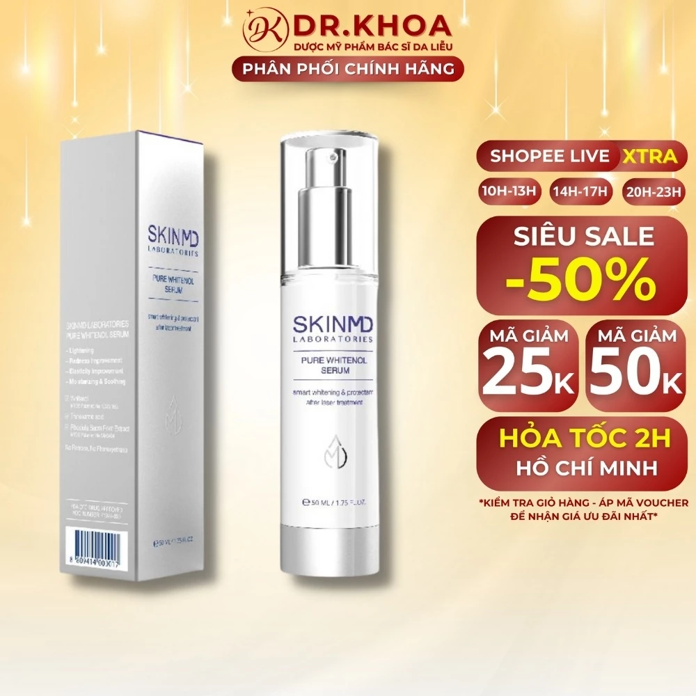 [Mã COSBAUH3 giảm 8% đơn 300K] Serum Giảm Nám SkinMD Pure Whitenol Loại bỏ Đốm Nâu, Tàn Nhang Làm Trắng Da 50ml