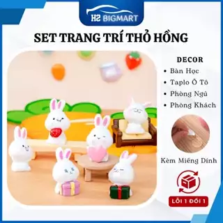 Mô hình decor trang trí mini cute dễ thương đáng yêu đồ chơi tượng 7C THỎ HỒNG bàn học bàn làm việc văn phòng xe hơi hơi