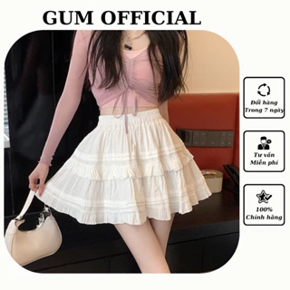 Chân váy ren xếp tầng dáng ngắn ulzzang 2 lớp GUM OFFICIAL ngắn viền ren dáng xòe midi kiểu Hàn Quốc có lót trong