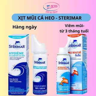 Xịt mũi Cá heo Sterimar xịt vệ sinh hàng ngày (xanh) và giảm v.iêm mũi, ngạt mũi (cam) cho bé