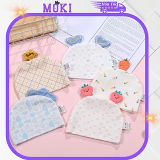 Mũ Sơ Sinh Cho Bé Trai Bé Gái 0-3 Tháng Chất Vải Cotton Co Dãn Mềm Mịn, Xinh Xắn, Giữ Ấm Đầu Cho Bé shop Moki Store