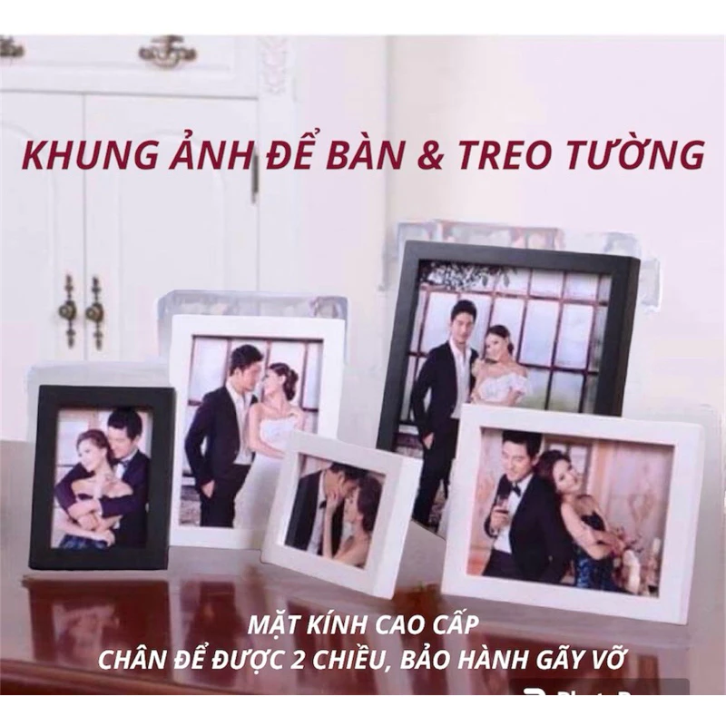 Khung Ảnh Để Bàn Hoặc Treo Tường (Mặt Kính)4Size 9x13 10x15 13x18 15x21.Có Bán kèm Đinh 3 Chân.