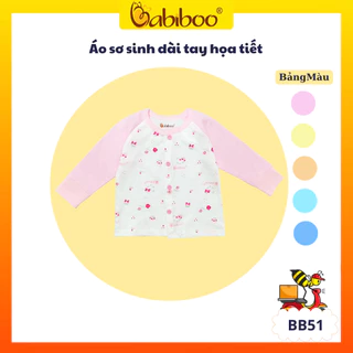 Áo sơ sinh BABIBOO áo dài tay vải cotton mềm mại phối họa tiết đáng yêu- BB51