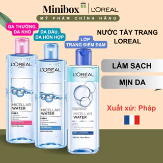 [CHÍNH HÃNG] Nước tẩy trang L'Oréal Paris dưỡng ẩm, sạch sâu, tươi mát Micellar Water 3 in 1 | Minibox